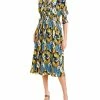Gracia Colorful Leaves Print Midi Dress for women