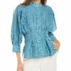 Gracia Sheer Collared Peplum Top for women