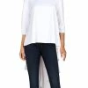 Gracia Womens Mixed Media Hi-Low Casual Top