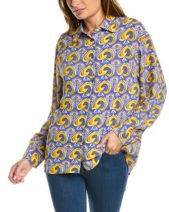 Gracia Spiral Print Button-Down Blouse for women