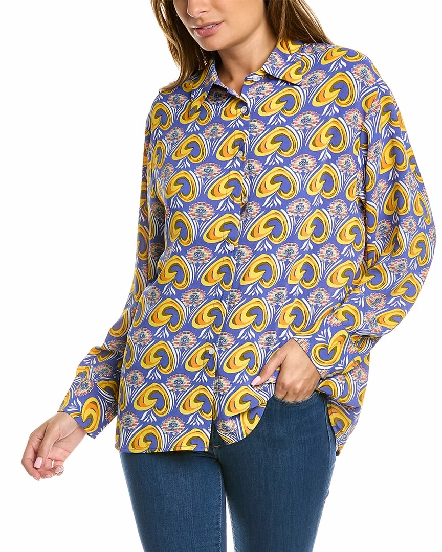 Gracia Spiral Print Button-Down Blouse for women