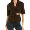 Gracia Collared Twisting Point Top for women