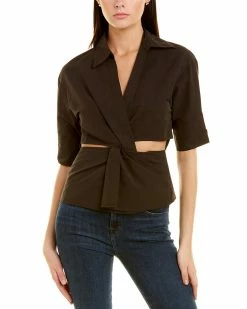Gracia Collared Twisting Point Top for women