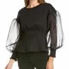 Gracia Organza Balloon Sleeve Top for women