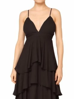 Gracia Womens Tiered Flare Cocktail and Party Dress