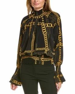 Gracia Shirring Detail Chain Print Top for women