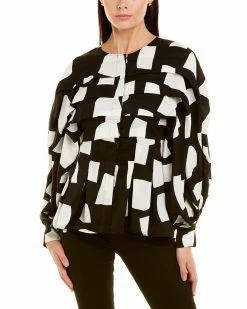 Gracia Square Shaped Printing Peplum Blouse for women