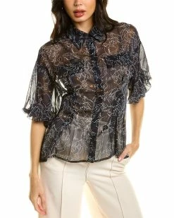 Gracia Puff Sleeve Sheer Top for women