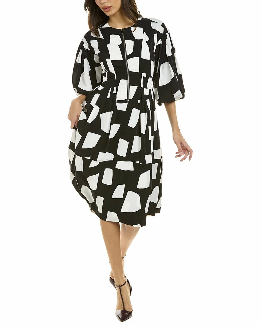 Gracia Pleated Balloon Sleeve Midi Dress for women