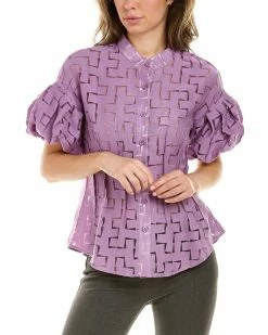Gracia Button-Down Sheer Blouse for women