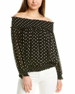 Gracia Dot Pattern Off-Shoulder Top for women