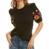 Gracia Colorful Embroidery Fitted Top for women