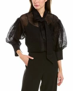 Gracia Tie-Neck Balloon Sleeve Top for women