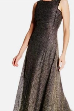 Gracia Black And Gold Long Dress in Black And Gold for women